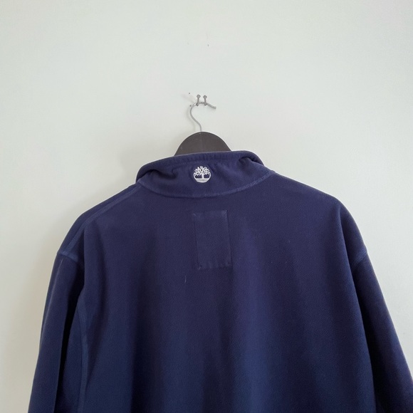Preowned Mens XL Timberland quarter zip Navy with gray pocket patch. - Picture 6 of 6